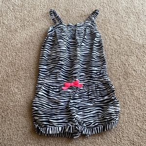 4 T zebra print romper for girls